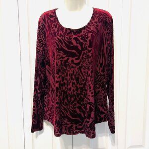 Simply Vera Vera Wang Women's Long Sleeve Burnout Velvet Lined Blouse-Large
